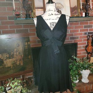 Vintage black cocktail dress with taffeta ribbon detail, size 0